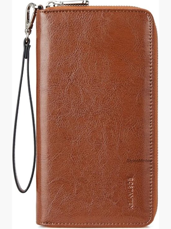 Handbags - Large RFID Blocking Leather Zip Around Wristlet Wallet Phone Clutch